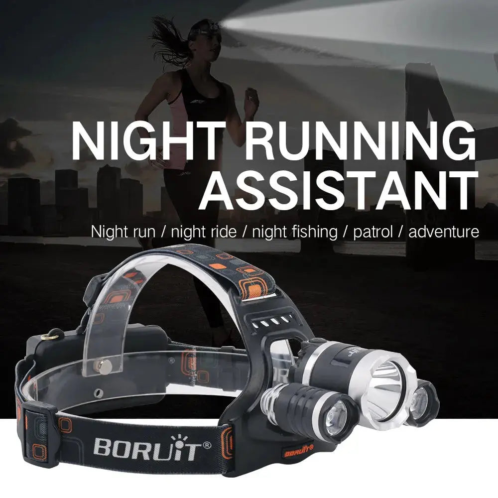 BORUiT RJ-3000 390nm UV LED Headlamp Type-C Rechargeable Super Bright Headlight Waterproof Head Torch Camping Fishing Lantern NewGen Gadgets