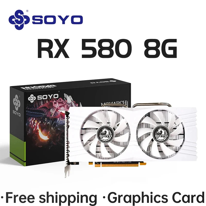 SOYO Graphics Cards Radeon RX580 8G GDDR5 Memory Video Gaming Card PCIE3.0x16 GPU Desktop Computer Components AMD RX 580 8G