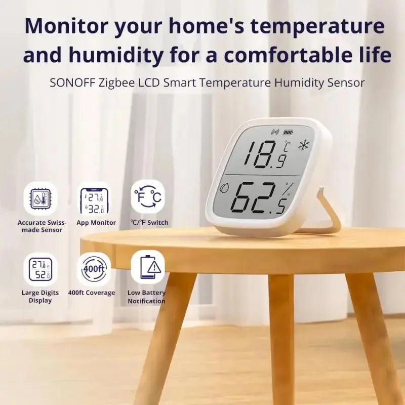 SONOFF SNZB-02D Zigbee 3.0 Humidity Temperature Sensor LCD Screen Ewelink APP Smart Home Real-time Monitoring Alexa Google Home NewGen Gadgets