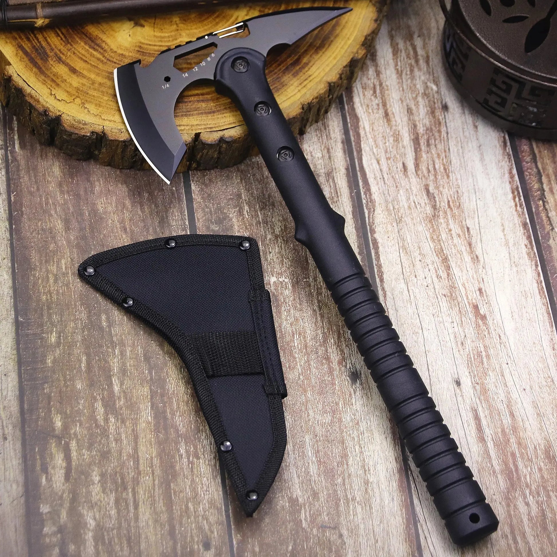 ABS handle Black 440 Outdoor tactical axe, jungle logging axe, outdoor camping self-defense rescue axe NewGen Gadgets