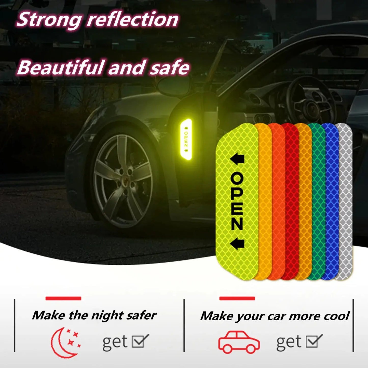 6 Piece Car Reflective Strips Warning Stickers For Lada granta vesta kalina priora niva xray largus Opel Astra H G J zafira NewGen Gadgets