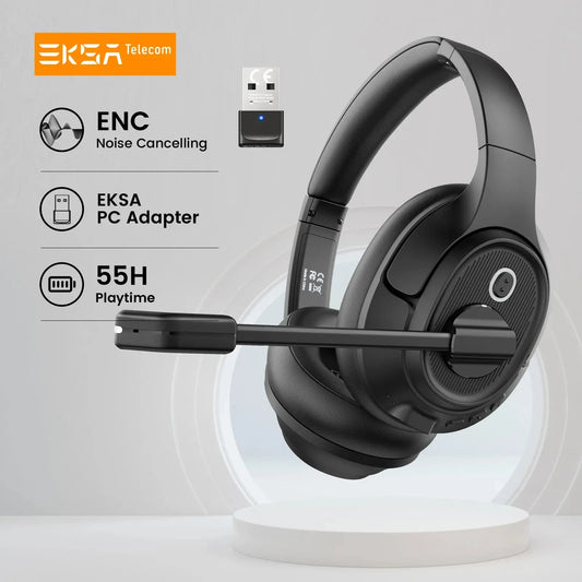 EKSA H6 Wireless Headphones Bluetooth 5.0 Office Headset with USB Dongle ENC Call Noise Cancelling Mic 30H Playtime For Computer NewGen Gadgets