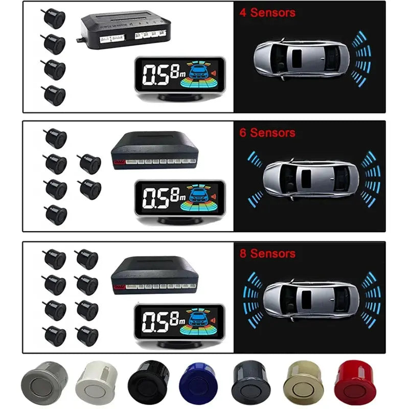 Multiple Radar Parking Sensor Kit Backlight Parktronic LED Display System Backup Monitor Detector Assistant NewGen Gadgets