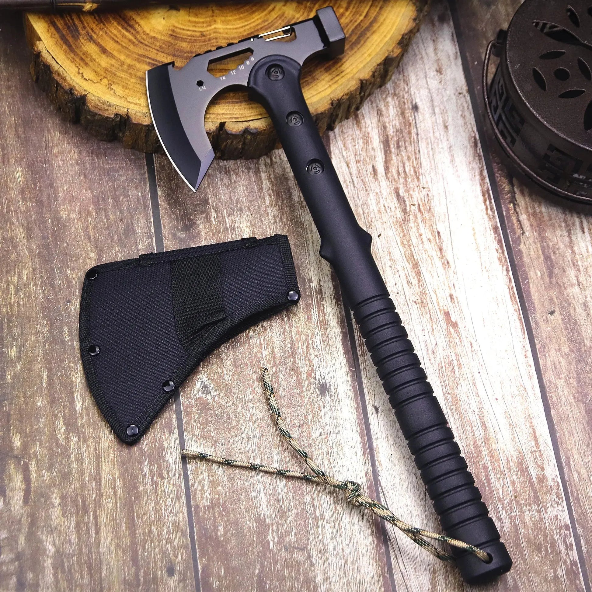 ABS handle Black 440 Outdoor tactical axe, jungle logging axe, outdoor camping self-defense rescue axe NewGen Gadgets