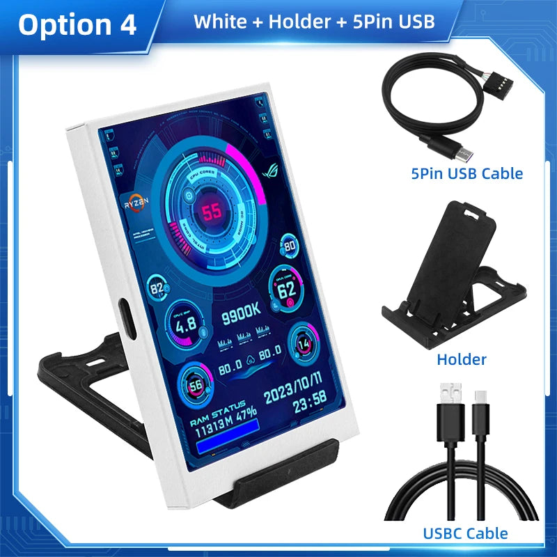 3.5 Inch IPS Type C Secondary Screen for Computer CPU GPU RAM HDD Display 320*480 USB LCD Monitor Freely AIDA64 Windows 10 11