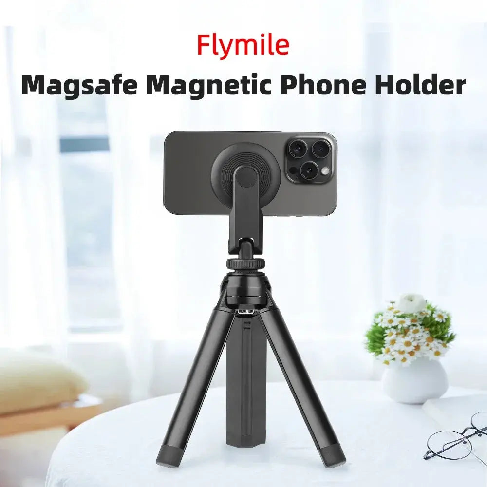 Flymile Magnetic Phone Holder Tripod Mount with 1/4" Cold Shoe for MagSafe iPhone 14 13 12 Series Camera Photographic  Accessory NewGen Gadgets