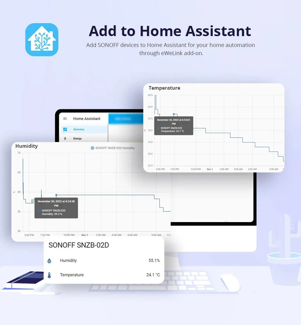 SONOFF SNZB-02D Zigbee 3.0 Humidity Temperature Sensor LCD Screen Ewelink APP Smart Home Real-time Monitoring Alexa Google Home NewGen Gadgets