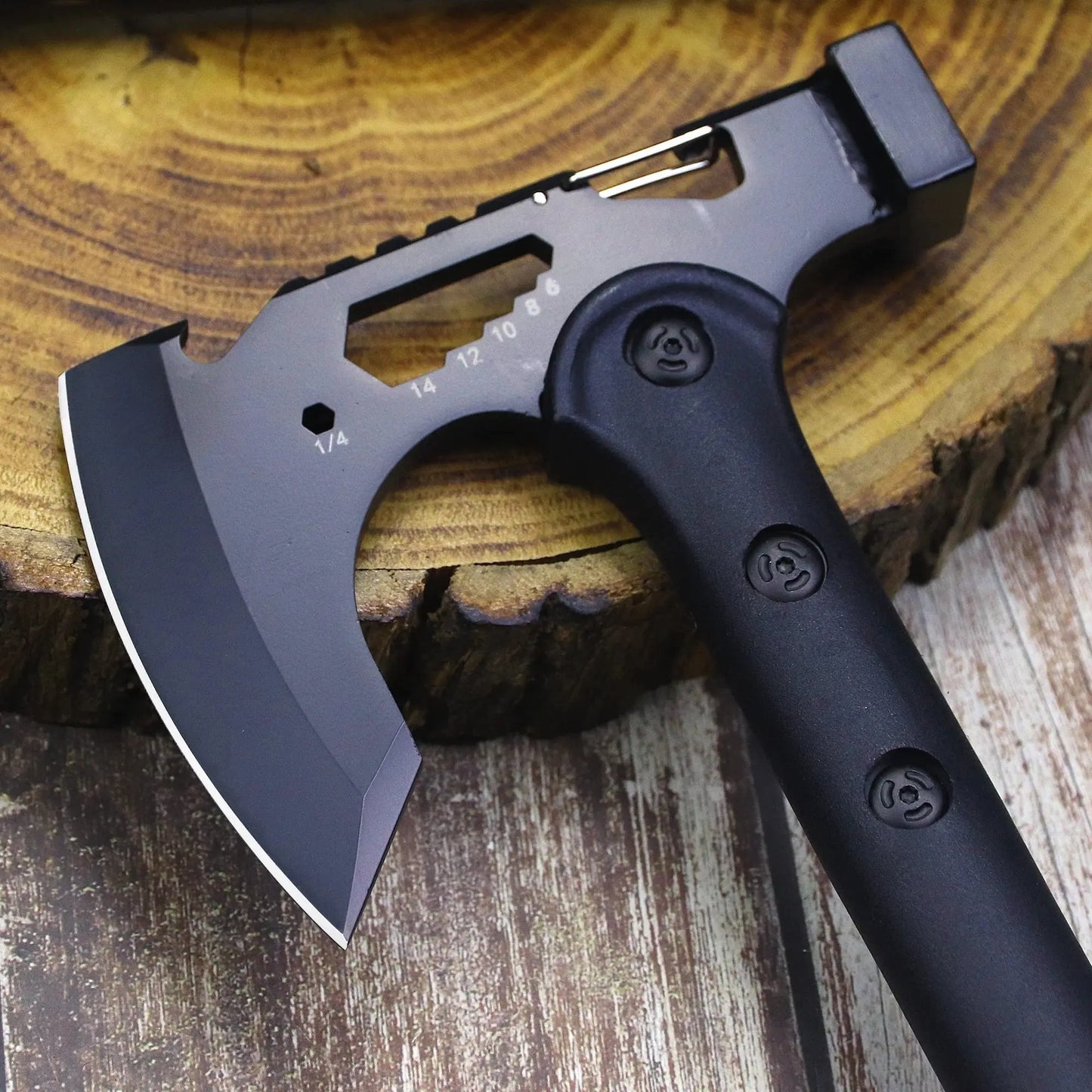 ABS handle Black 440 Outdoor tactical axe, jungle logging axe, outdoor camping self-defense rescue axe NewGen Gadgets