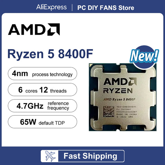 New AMD R5 8400F Ryzen 5 8400F 6 Cores 12 Threads 4.2GHz Desktop computer processor with AM5 Socket CPU