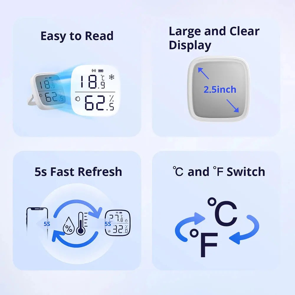 SONOFF SNZB-02D Zigbee 3.0 Humidity Temperature Sensor LCD Screen Ewelink APP Smart Home Real-time Monitoring Alexa Google Home NewGen Gadgets