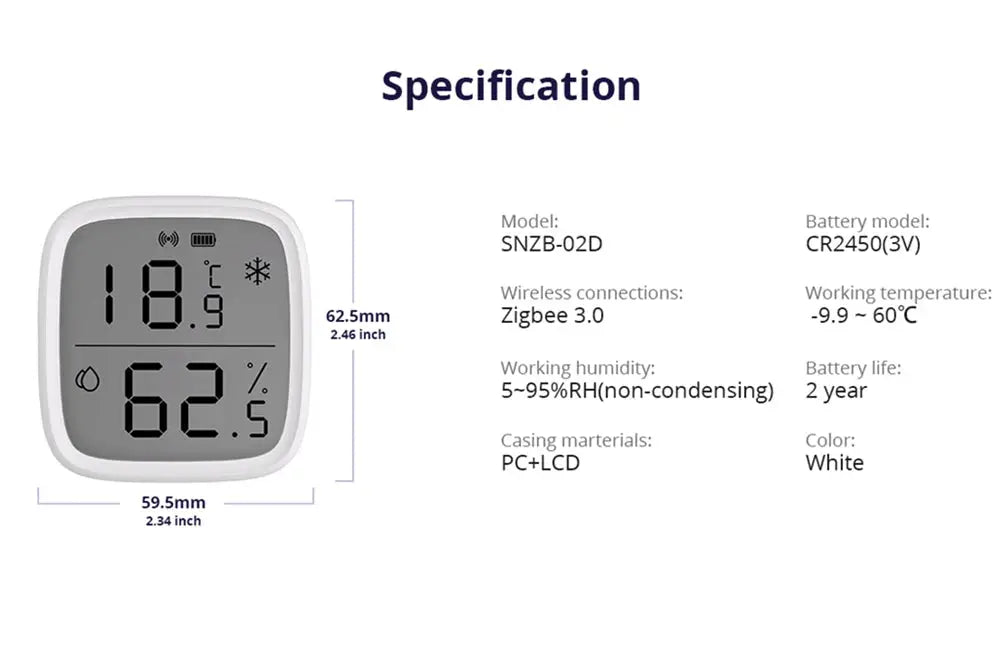 SONOFF SNZB-02D Zigbee 3.0 Humidity Temperature Sensor LCD Screen Ewelink APP Smart Home Real-time Monitoring Alexa Google Home NewGen Gadgets