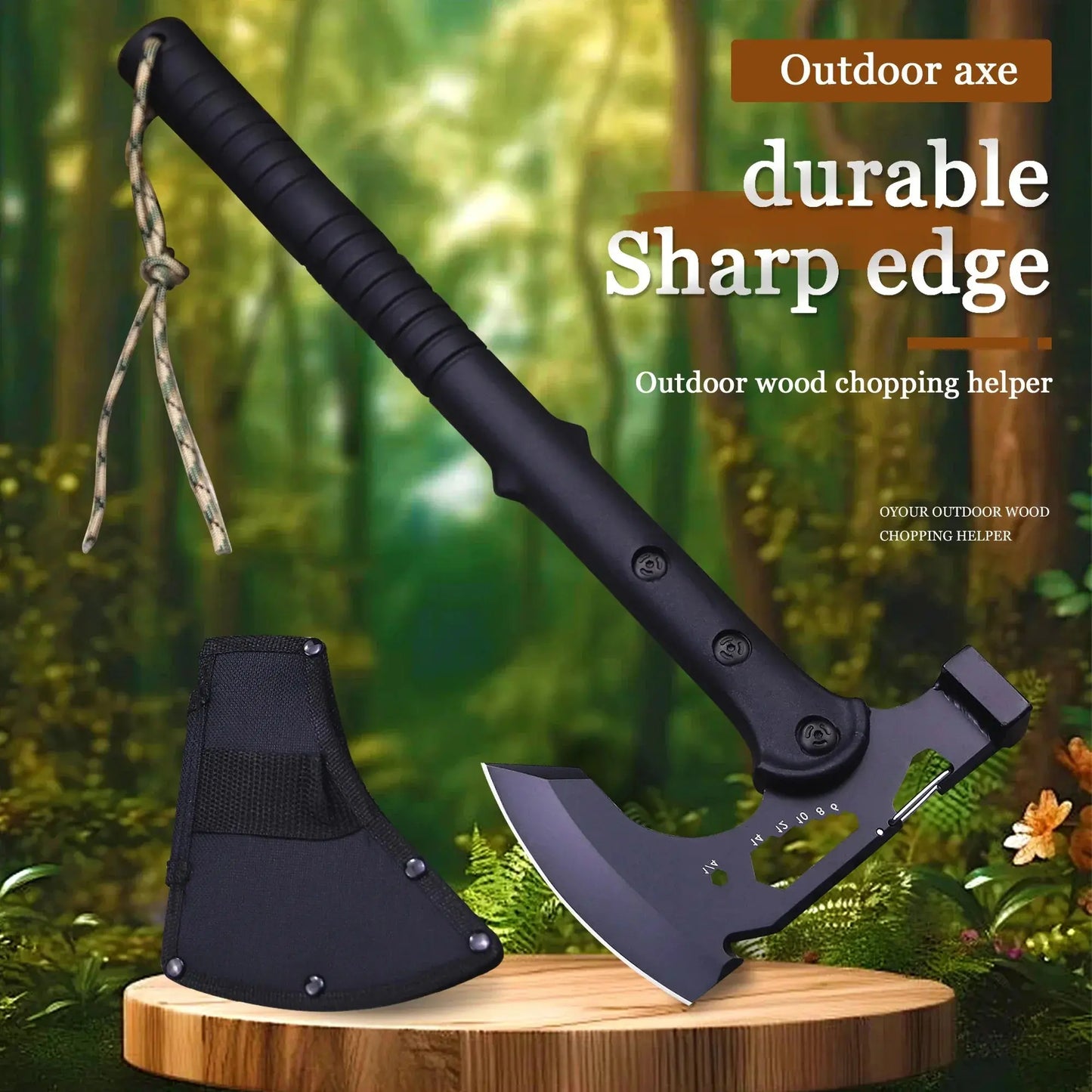 ABS handle Black 440 Outdoor tactical axe, jungle logging axe, outdoor camping self-defense rescue axe NewGen Gadgets