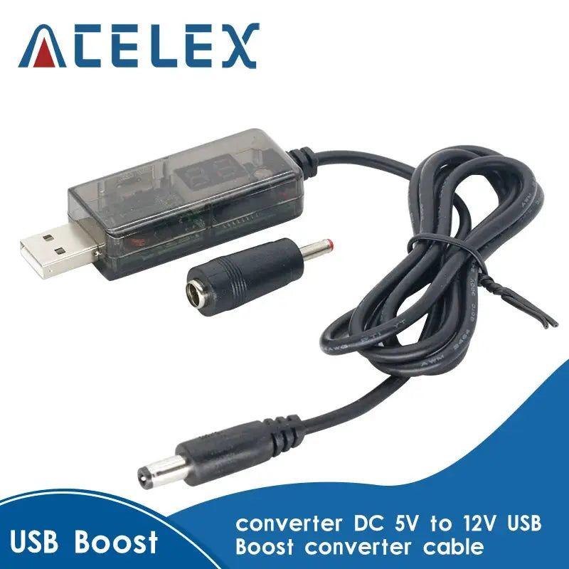 USB Boost Converter DC 5V to 9V 12V USB Step-up Converter Cable + 3.5x1.35mm Connecter For Power Supply/Charger/Power Converter NewGen Gadgets