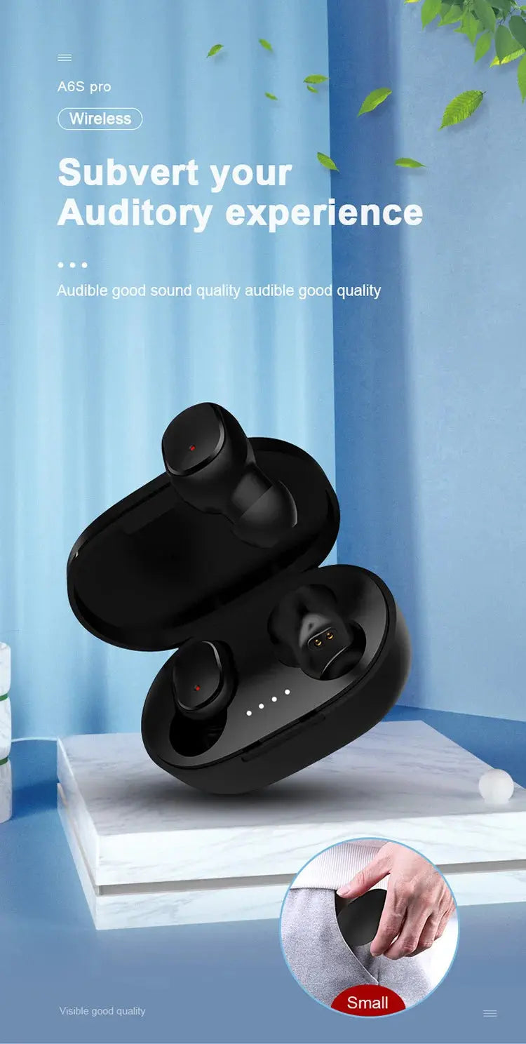 Original A6S TWS Headset Wireless Earphones Bluetooth Headphones Sport Stereo Fone Bluetooth Earbuds for Xiaomi Huawei iPhone NewGen Gadgets