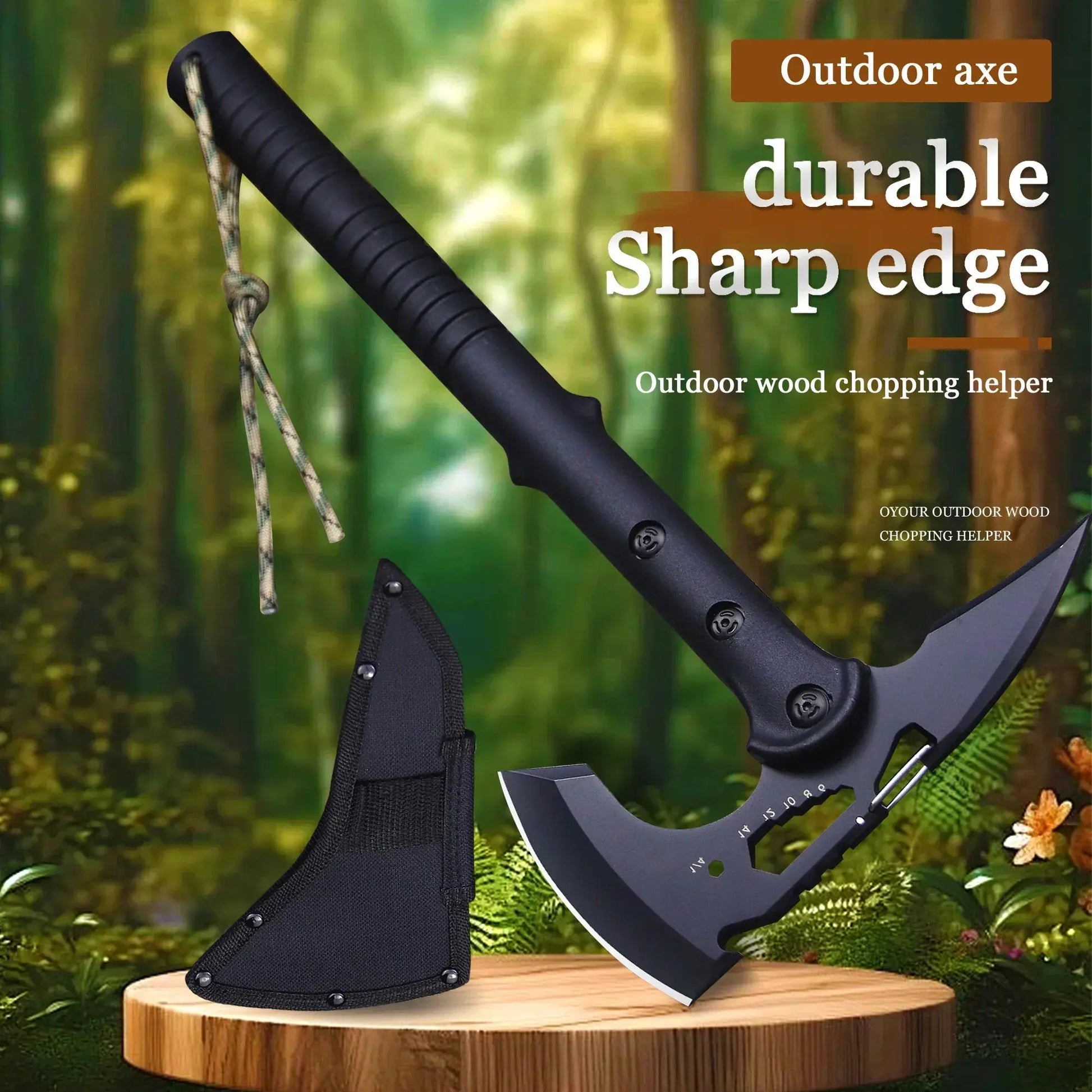 ABS handle Black 440 Outdoor tactical axe, jungle logging axe, outdoor camping self-defense rescue axe NewGen Gadgets